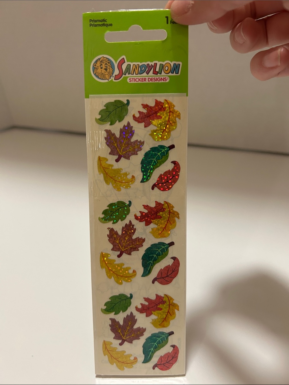 Vintage SandyLion Prismatic Fall Leaf Sticker Sheet - Multicolor